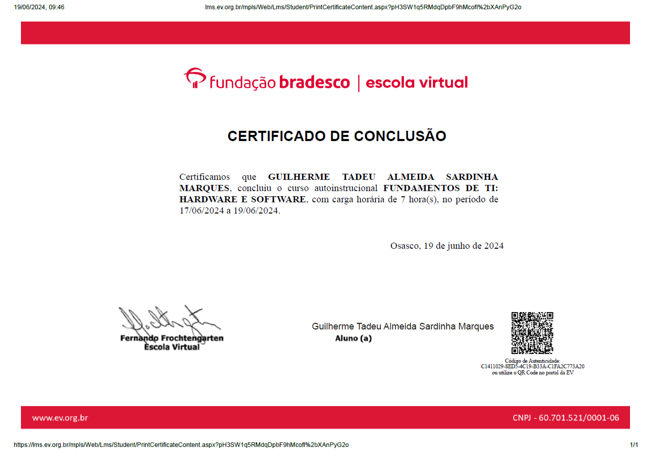 Certificado Fundamentos de TI