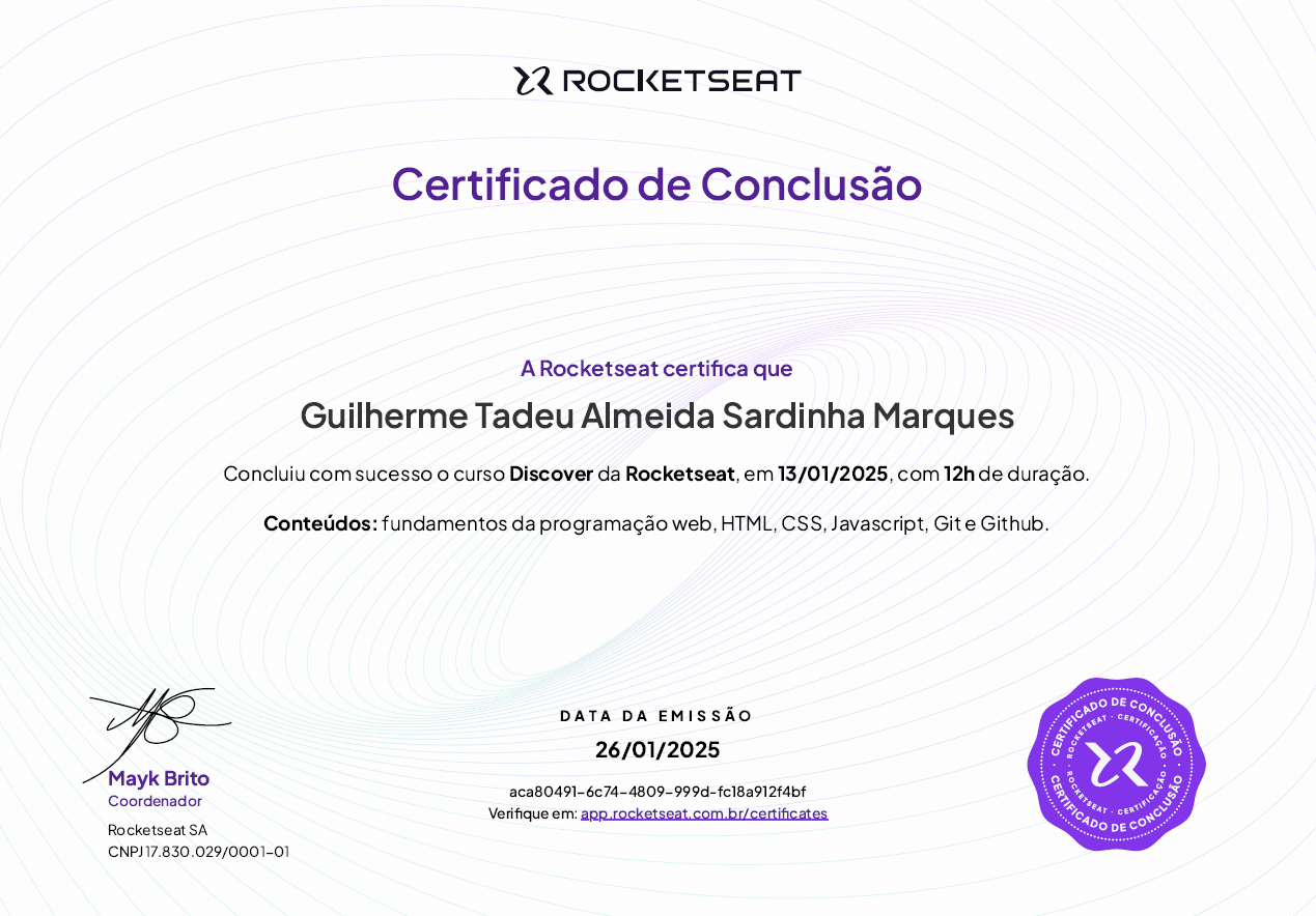 Certificado Rocketseat